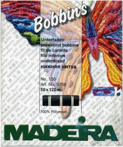 Madeira Pre-wound Bobbins -Black Thread Madeira