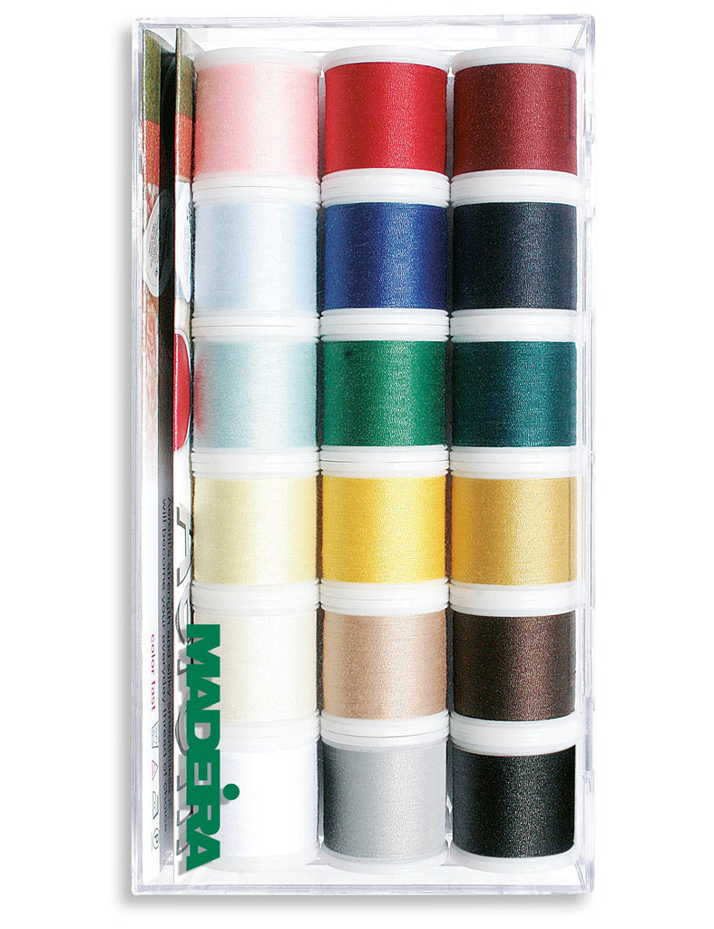Aerofil 120 - Assortment Box, 220-yard (200m) Spools, 18 Colors Thread Assortment Boxes Madeira Quilting Thread