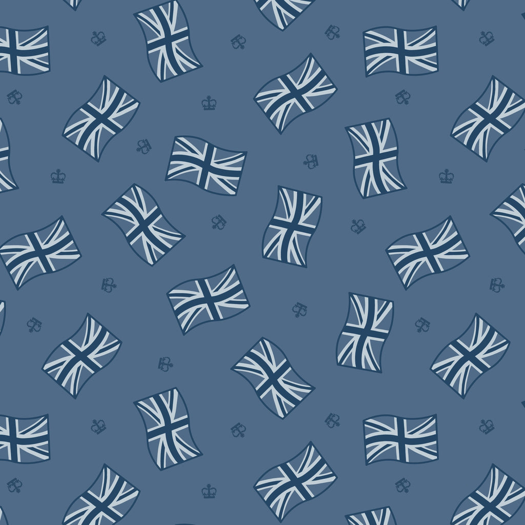 London Calling Waving Flags Blue LCA763 Fabrics Lewis & Irene   