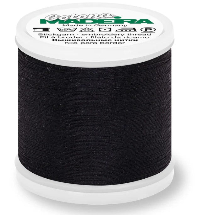 Madeira Cotona 30 - Premium Cotton Quilting & Sewing Thread, 500 Black Thread Madeira