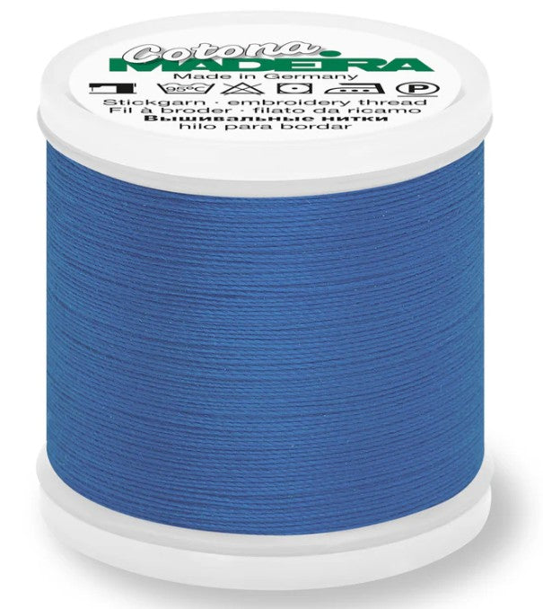 Madeira Cotona 30 - Premium Cotton Quilting & Sewing Thread, 580 Blue Thread Madeira