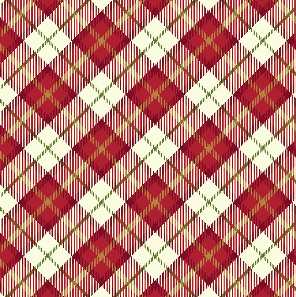 All is Bright Diagonal Plaid Red Check SH28A Fabrics Lewis & Irene