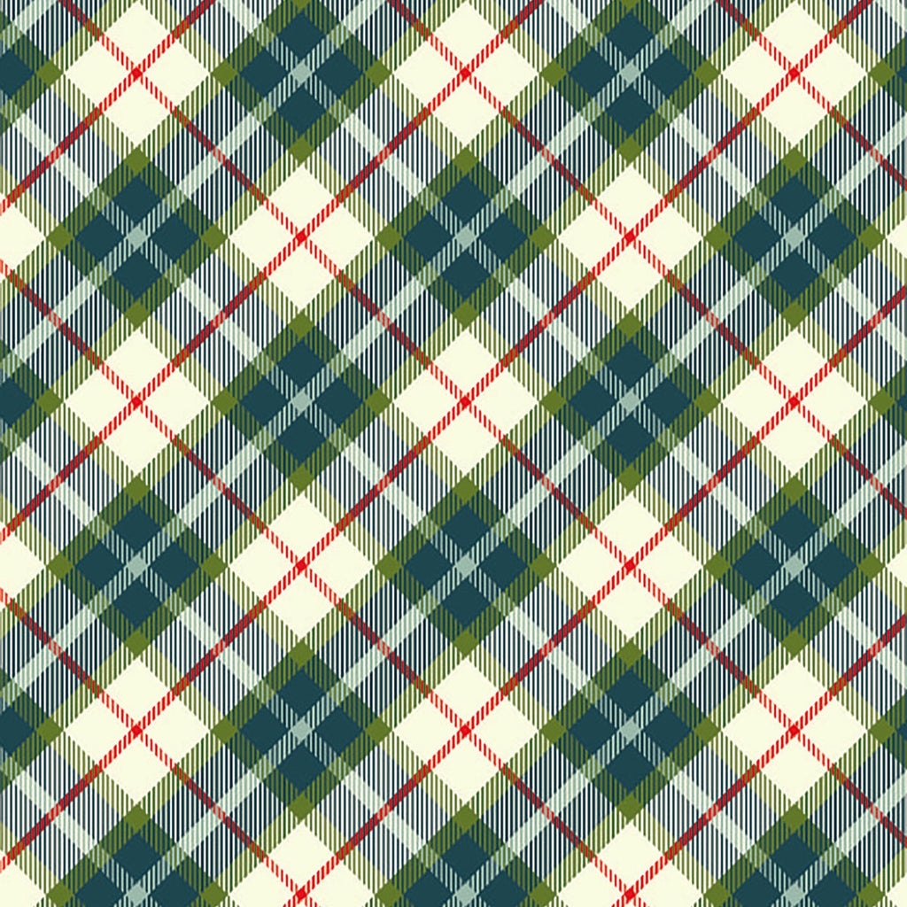 All is Bright Diagonal Plaid Teal Check SH28B Fabrics Lewis & Irene