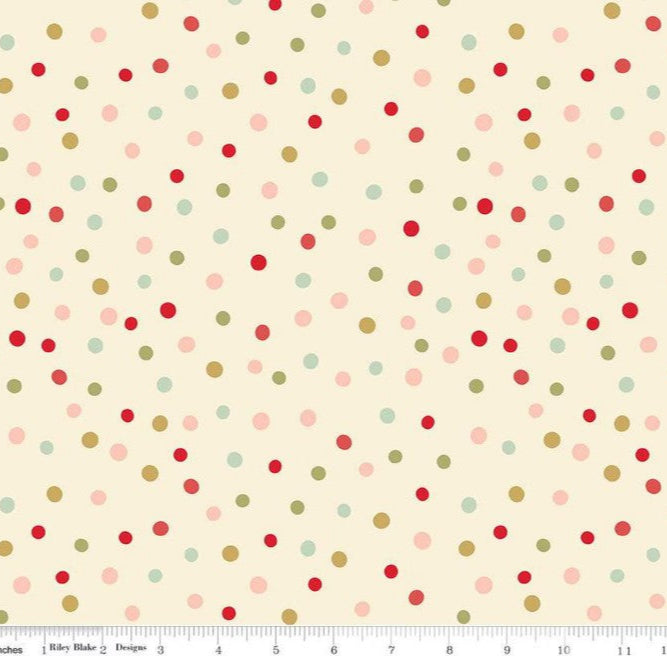Riley Blake Designs Glisten Dots Eggnog 108" Wide Backing Fabric - WB16230-Eggnog - 3 YARD Fabrics Riley Blake