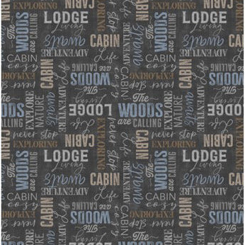 Timberland Trail Dark Grey Words All Over - 3070-45604-942 Fabrics Wilmington