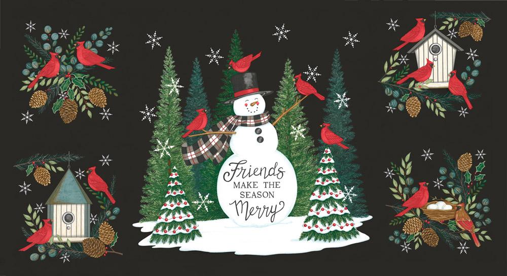 Winter Friends Charcoal Panel 56139-18 Fabrics Moda Fabrics