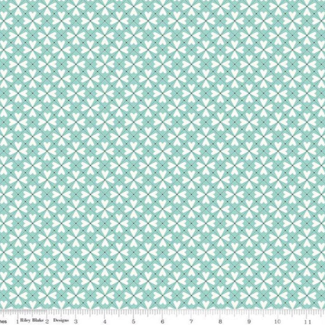 You and Me Hearts Grid Aqua C15405-Aqua Fabrics Riley Blake
