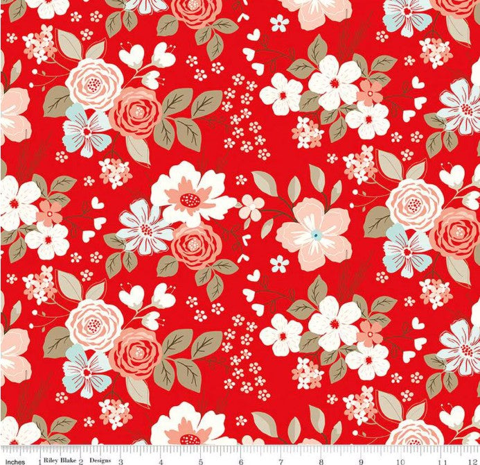 You and Me Main Red C15400-Red Fabrics Riley Blake