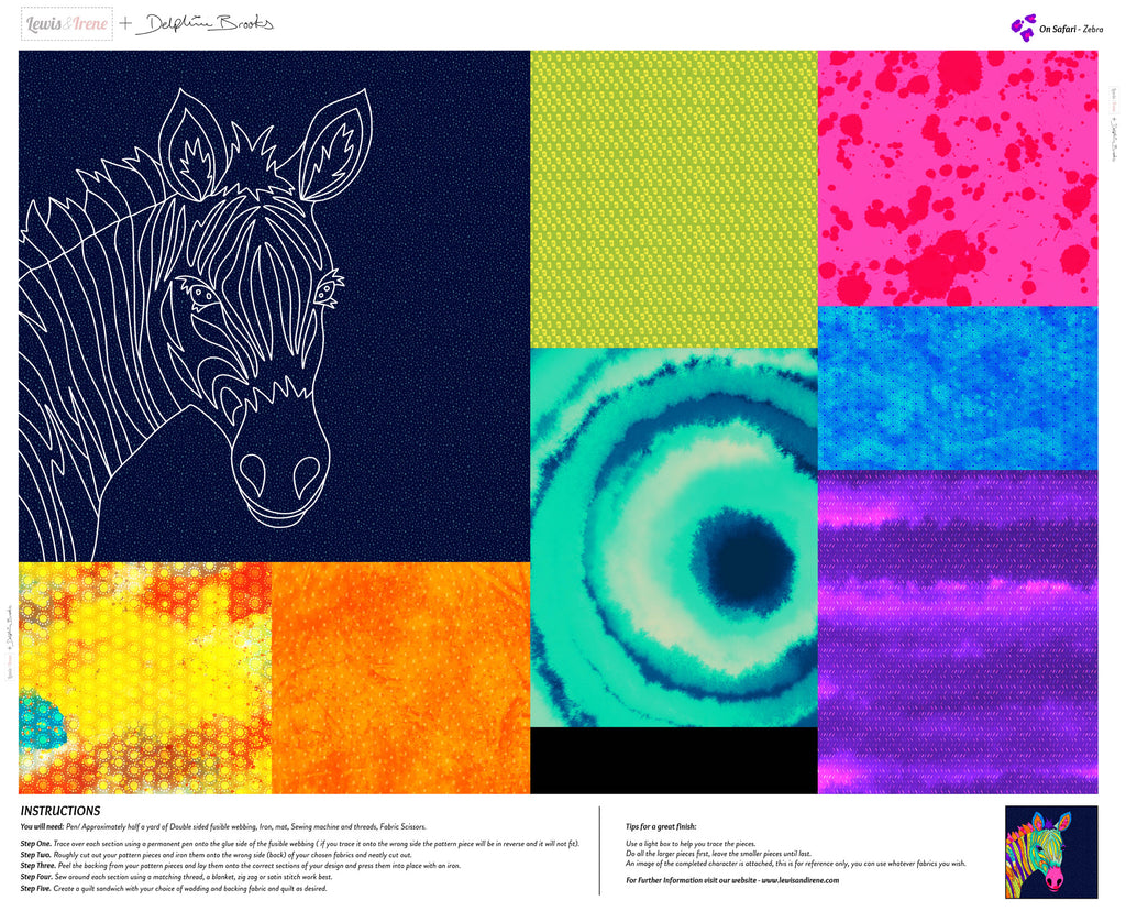 Zebra Collage Panel - DB30 Fabrics Lewis & Irene