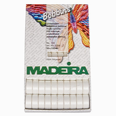 Madeira Pre-wound Bobbins-White Thread Madeira
