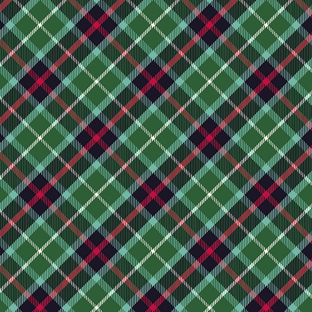 All is Bright Diagonal Plaid Green Check SH28C Fabrics Lewis & Irene