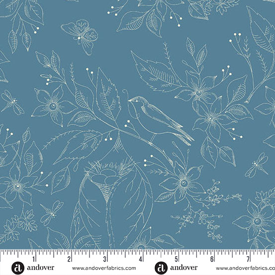 Sewing Bird Indigo 108" Wide Backing Fabric - AW1681-B - 3 YARD CUT - Andover Fabrics Fabrics Andover Fabrics