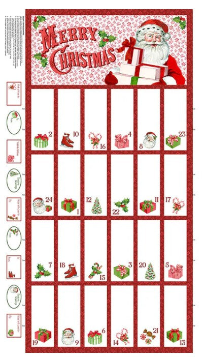 Vintage Christmas Advent Panel DP28163-10 Fabrics Northcott