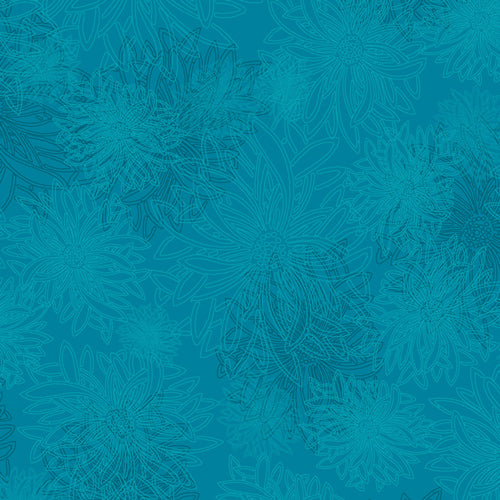 Floral Elements Blue Lagoon 541 Fabrics Art Gallery   