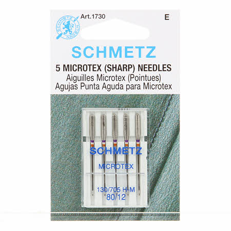 Schmetz Microtex Sharps Sewing machine needles size 80/12 1730 Tool Checker
